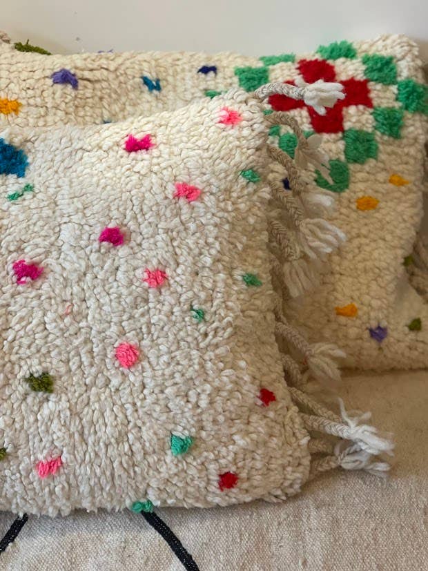 Handmade Colorful Azilal Cushion Cover, Colorful wool