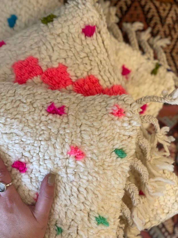 Handmade Colorful Azilal Cushion Cover, Colorful wool