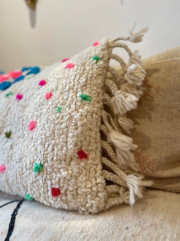 Handmade Colorful Azilal Cushion Cover, Colorful wool