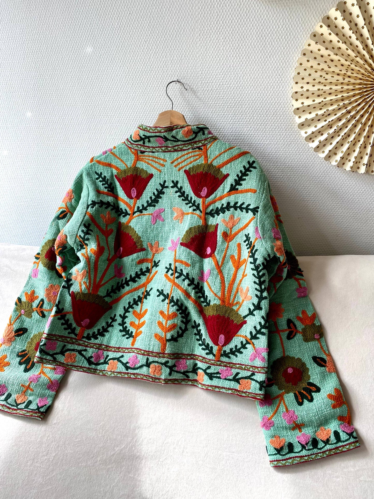 Suzani Floral Jacket India Fall Autumn Turqoise: M
