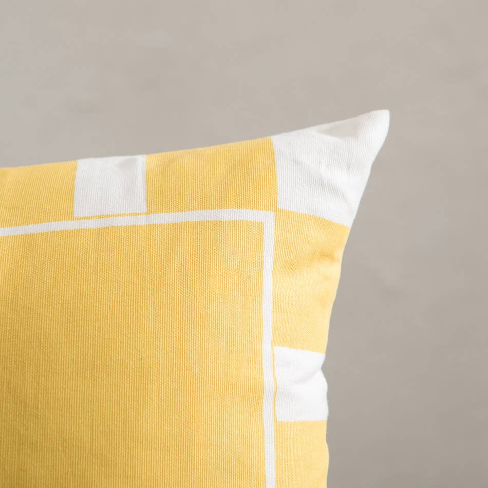 Capri Stripe Frame Yellow Cushion 45X45