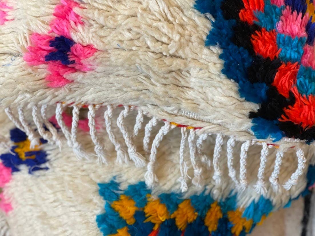Handmade Berber Azilal Cushion Cover, Flower Pink