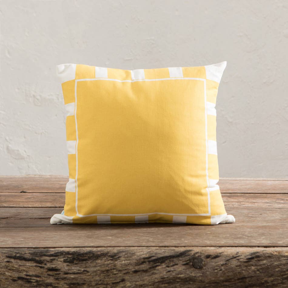 Capri Stripe Frame Yellow Cushion 45X45
