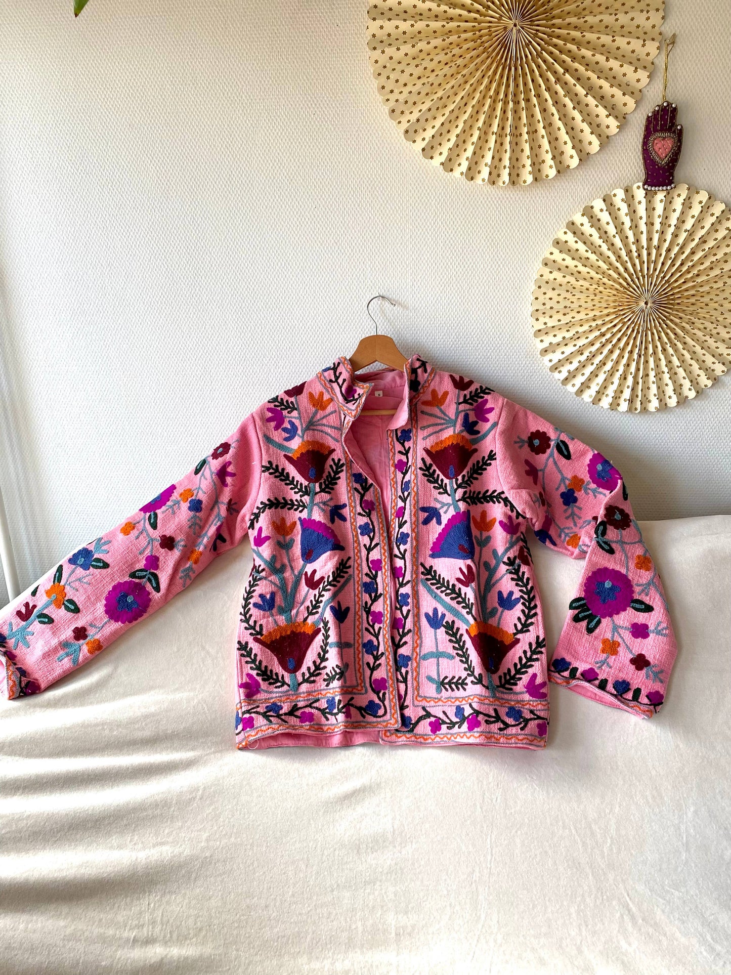 Suzani Floral Jacket India Pink: M