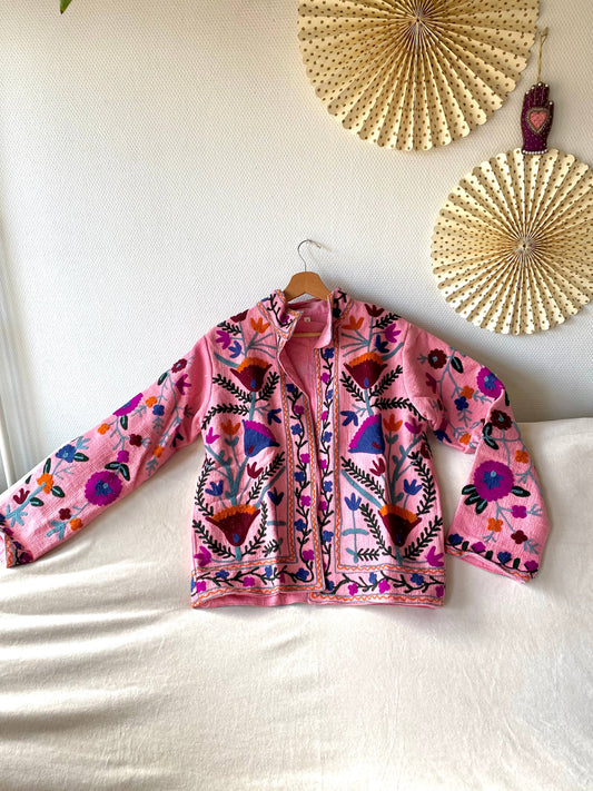 Suzani Floral Jacket India Pink: M