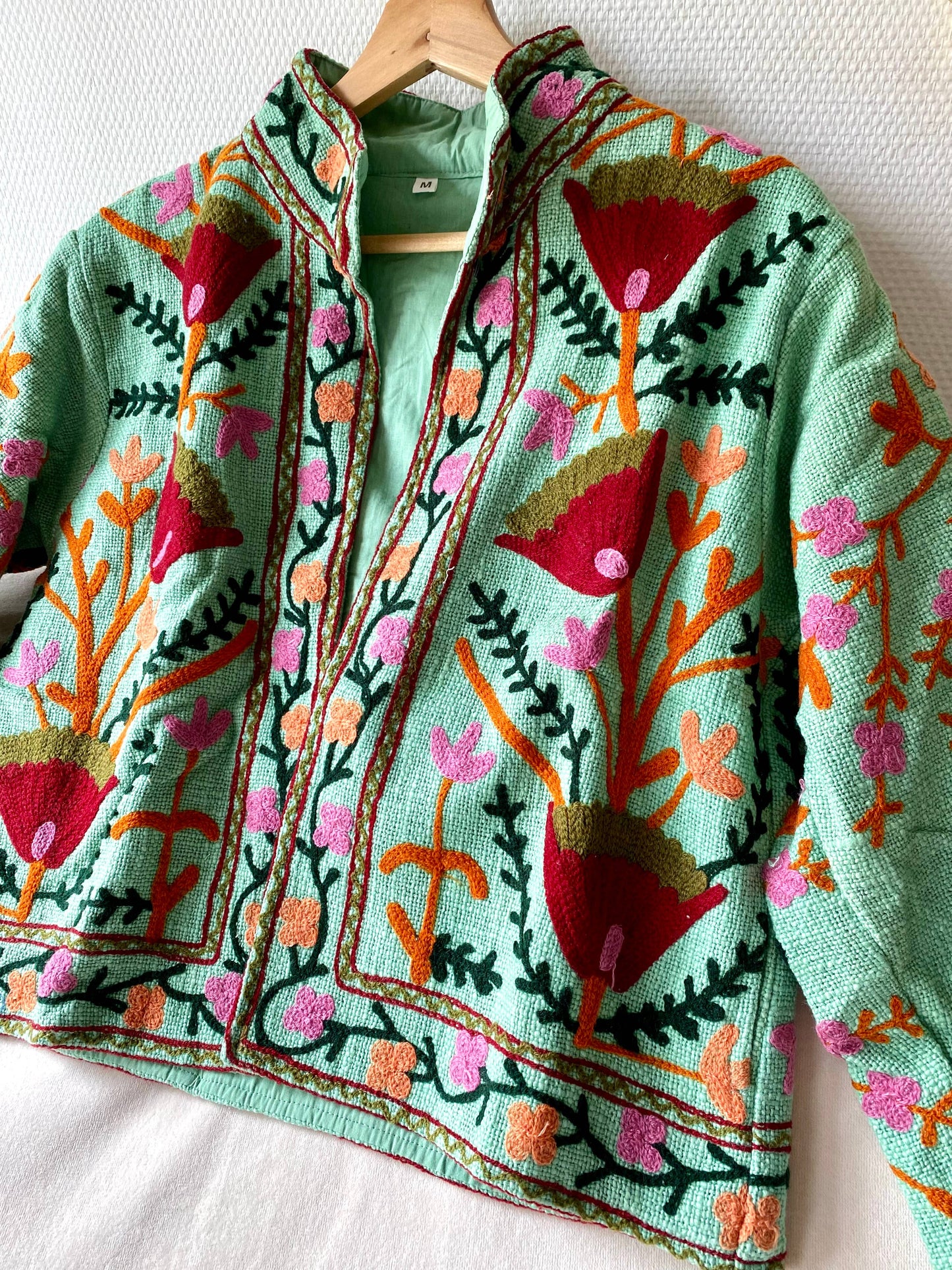 Suzani Floral Jacket India Fall Autumn Turqoise: M