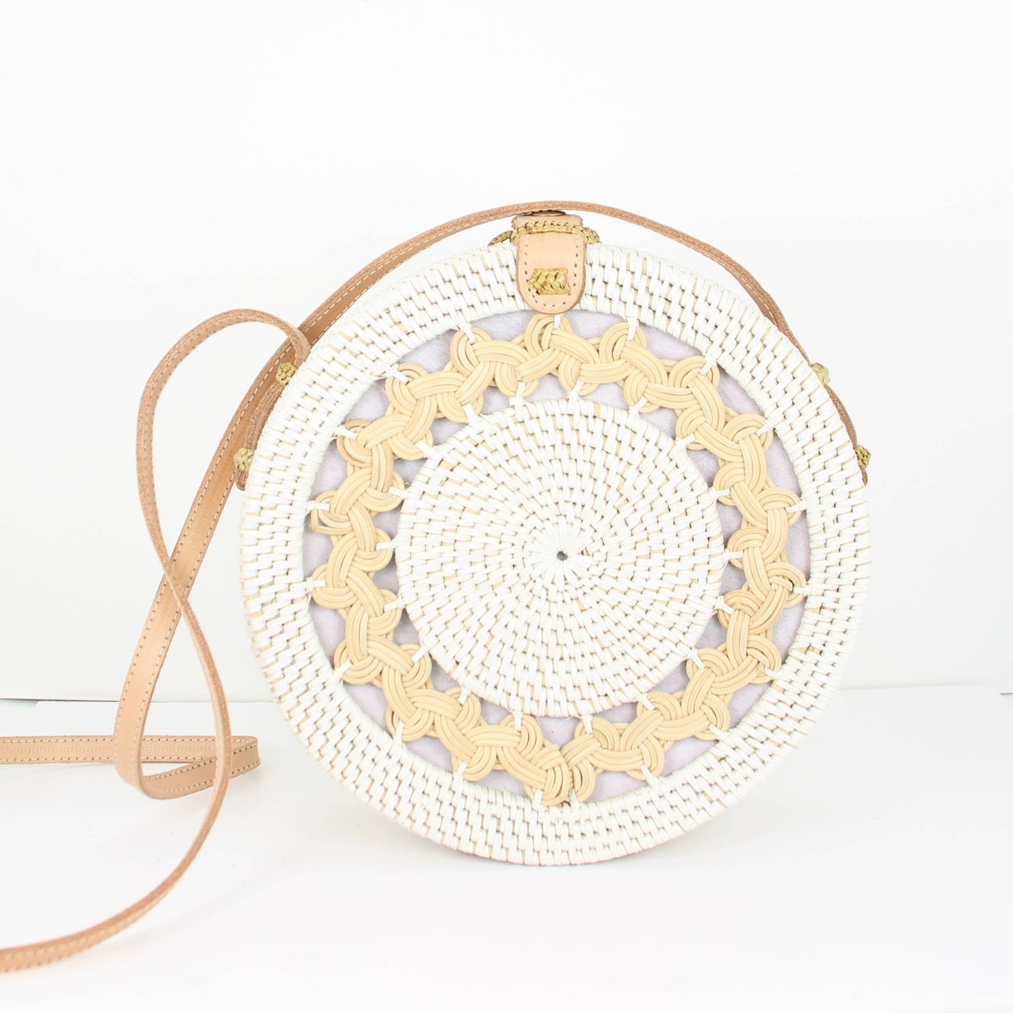 White Braided Bali Bag: 20cm