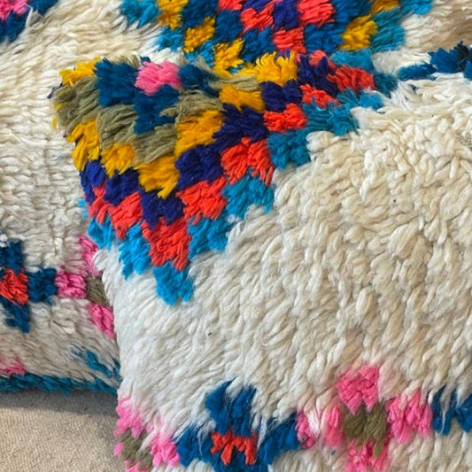 Handmade Berber Azilal Cushion Cover, Flower Pink