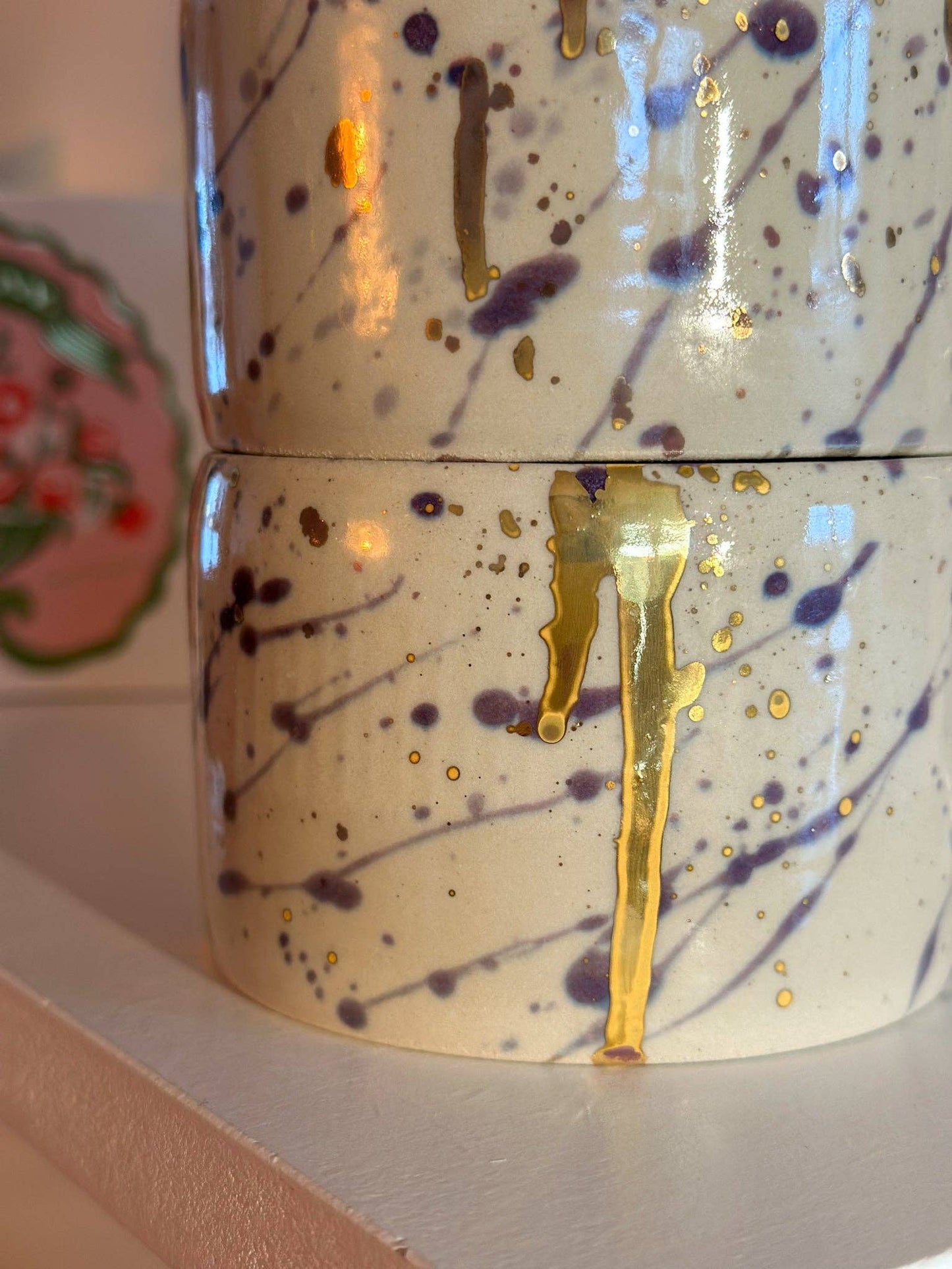 MUG Splash plum, golden and pink