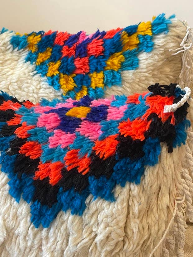 Handmade Berber Azilal Cushion Cover, Flower Pink