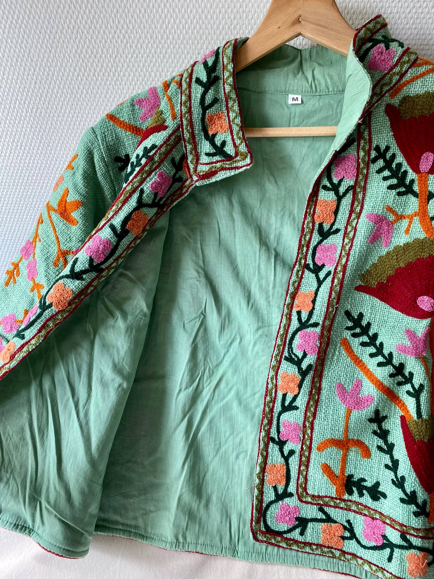 Suzani Floral Jacket India Fall Autumn Turqoise: M