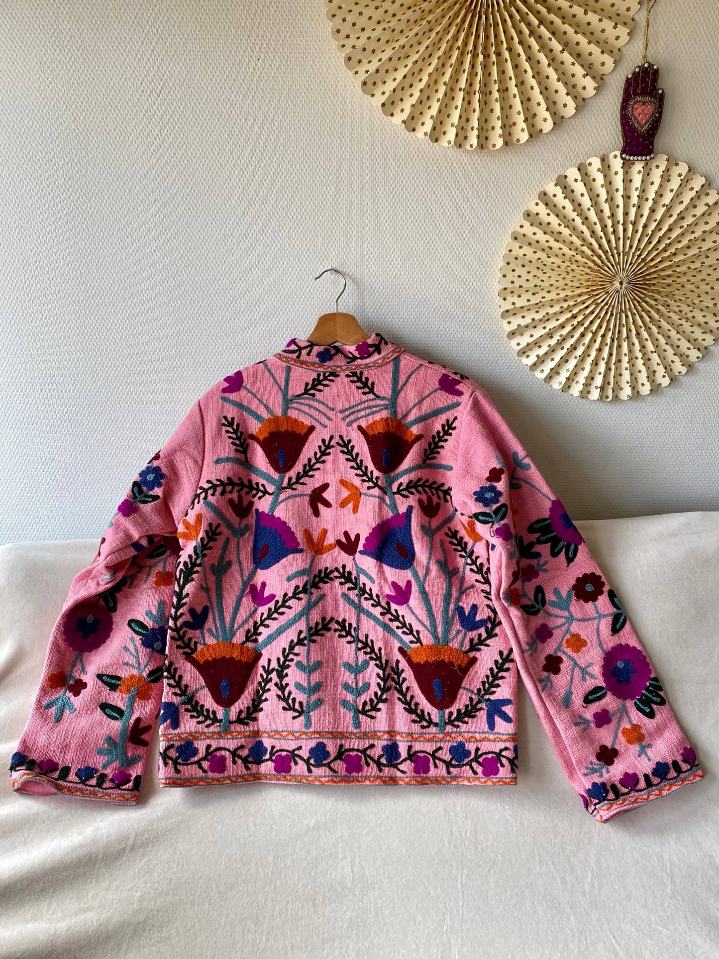 Suzani Floral Jacket India Pink: M