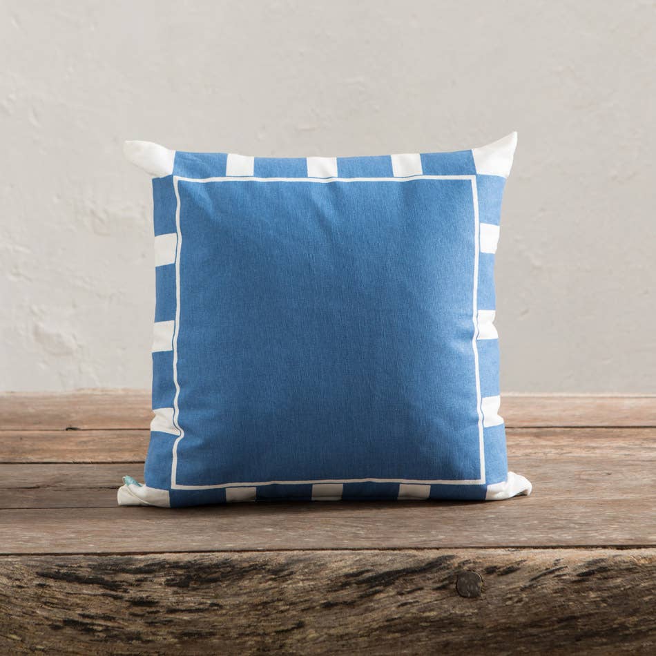 Capri Stripe Frame Blue Cushion 45X45