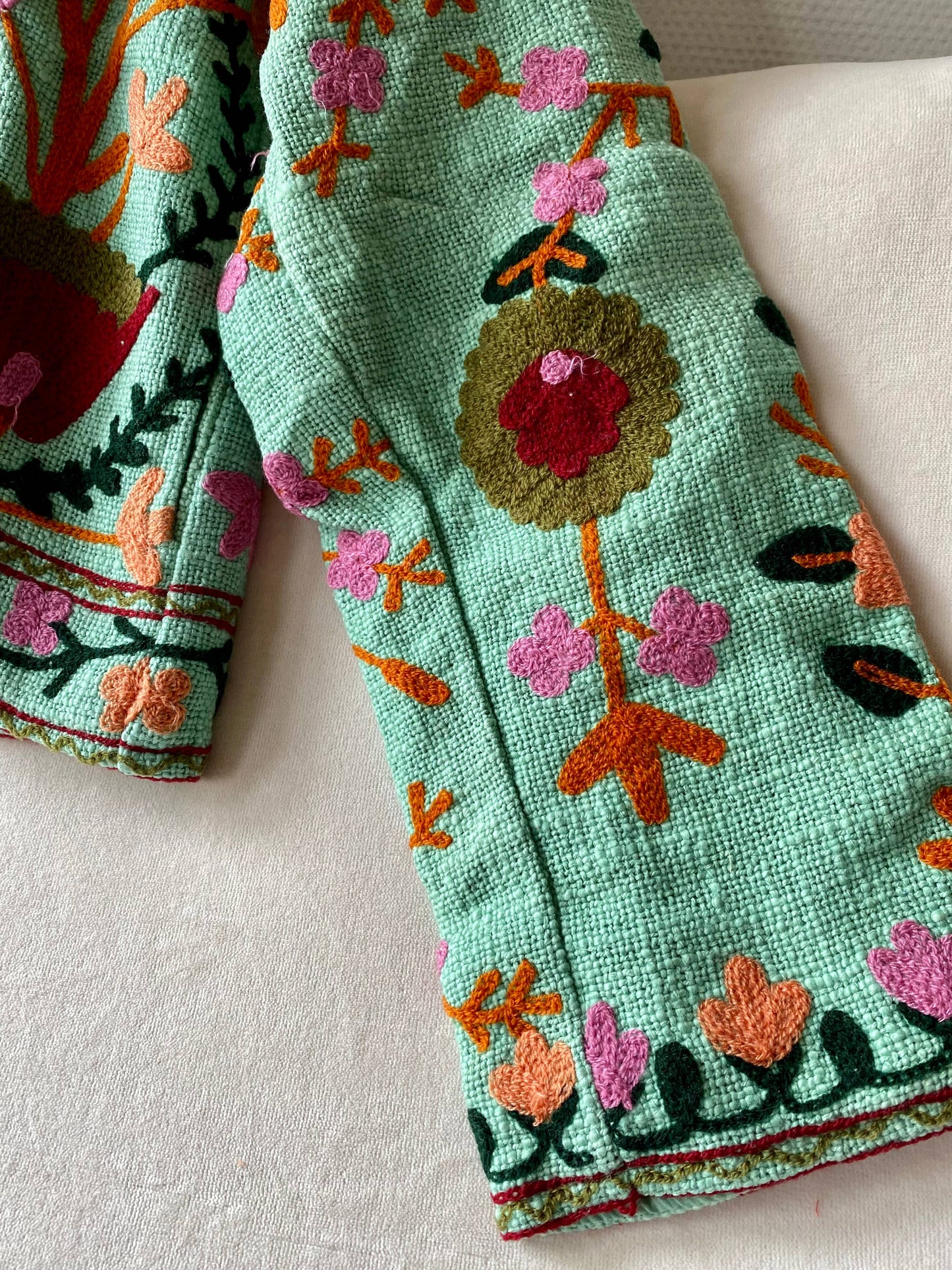 Suzani Floral Jacket India Fall Autumn Turqoise: M